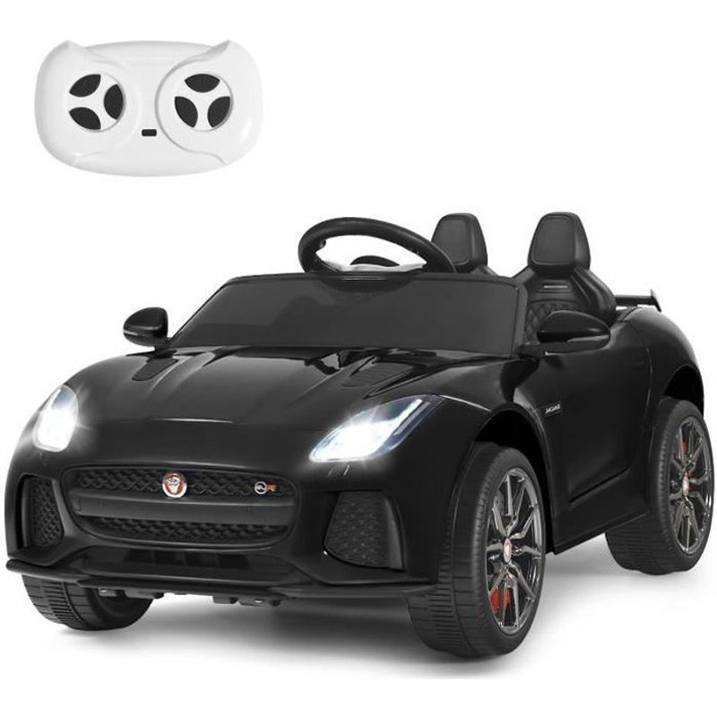 Costway Voiture Électrique 12v Jaguar F-Type Svr Pour Enfants 3-8 Ans, Télécommande 2.4g, 2 Portes Verrouillables, Noir