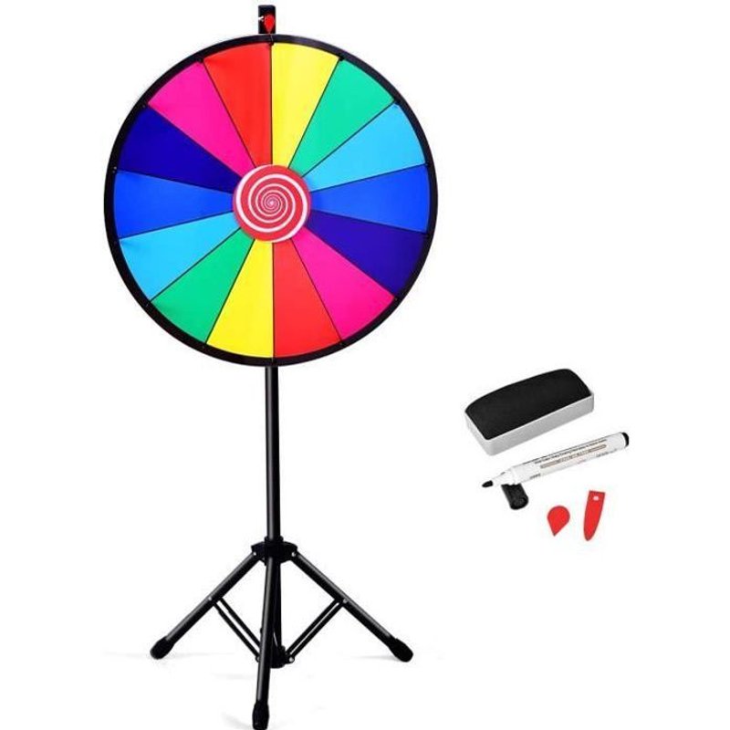 Roue De La Fortune Sur Pied - Costway - 24?? - 14 Emplacements Personnalisables - Hauteur Réglable