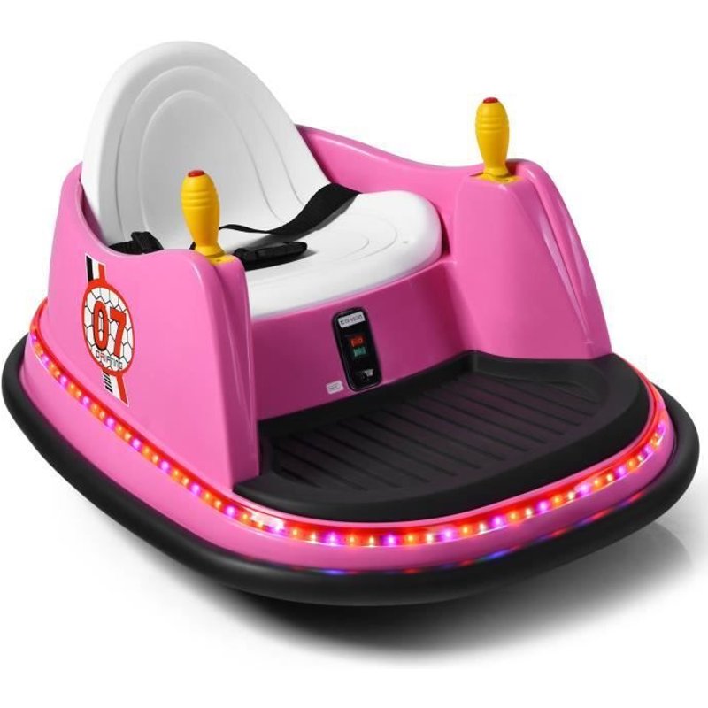 Costway Auto Tamponneuse Électrique 6v Pour Enfants 2-5 Ans, Voiture Avec Télécommande, Effet Sonore Et Lumineux, 57x75x42cm, Rose