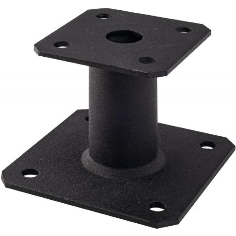 Pied de poteau noir à platine fixe, épaisseur 4mm, base 130x130mm, platine 100x100mm, hauteur 100mm