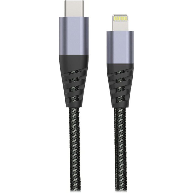 MUVIT Tiger - Câble Lightning - 24 pin USB-C mâle pour Lightning mâle - 1.2 m - gris - Prise en charge de Power Delivery