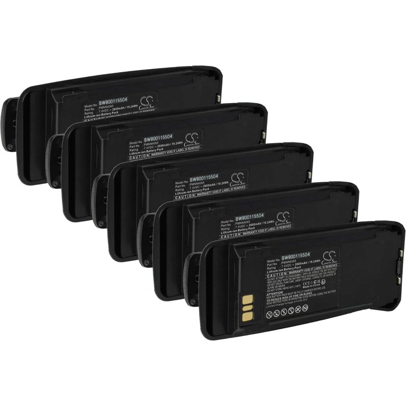 vhbw 5x Batterie compatible avec Motorola MOTOTRBO XiR 8200, XiR 8260, XiR 8268 radio talkie-walkie (2600mAh, 7,4V, Li-ion) - avec clip de ceinture