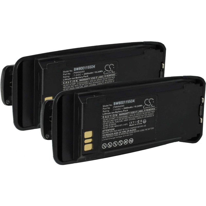 vhbw 2x Batterie compatible avec Motorola MOTOTRBO XPR 6100, XPR 6300, XPR 6350 radio talkie-walkie (2600mAh, 7,4V, Li-ion) - avec clip de ceinture
