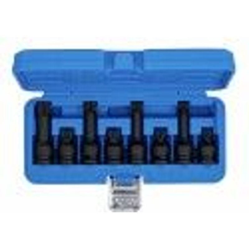 Coffret 8 douille embout à choc denture multiple XZN M 12 - M 18 carré 12.5mm 1/2" BGS TECHNIC