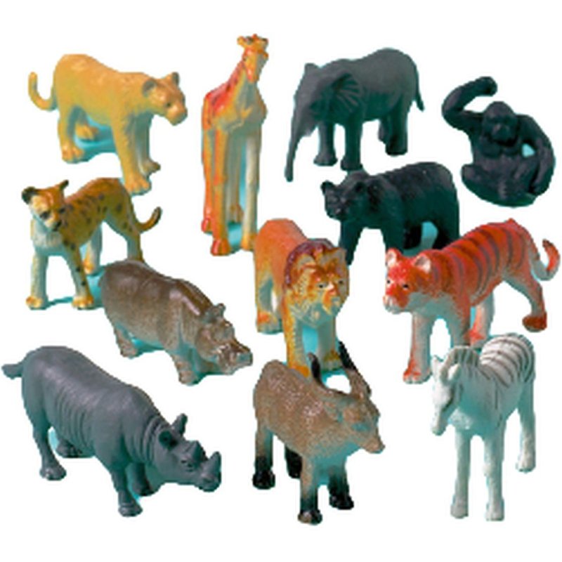 12 Animaux De La Savane, De La Jungle En Plastique - Modèle Assorti De 3 - 6 Cm