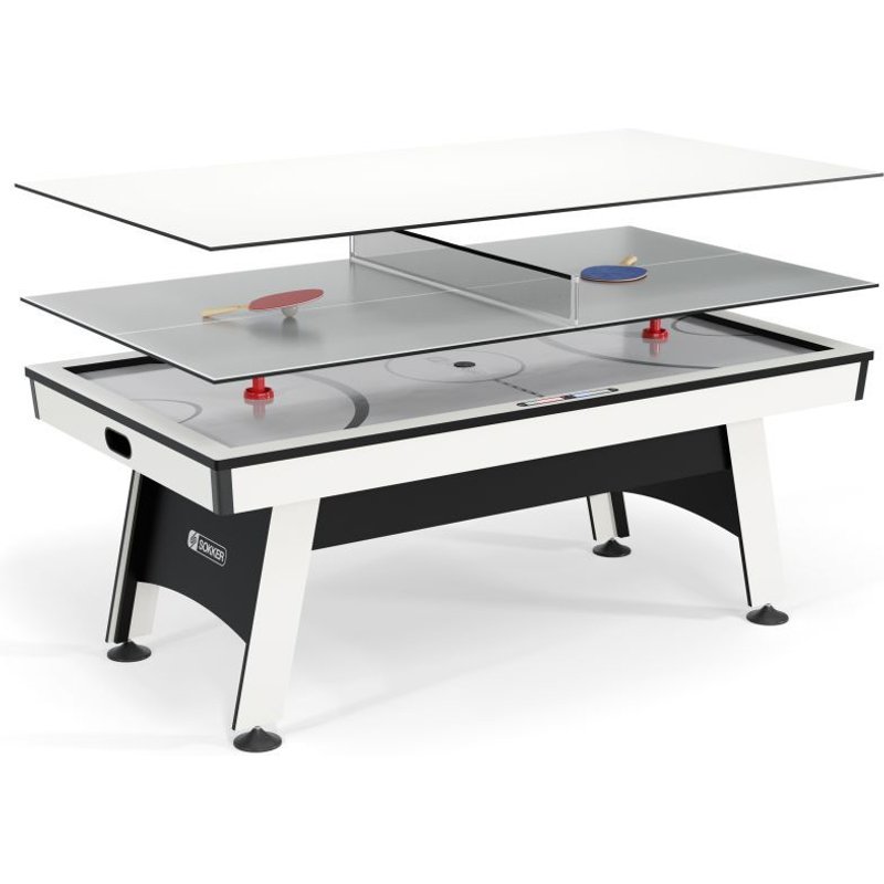 Table multi-jeux 3 en 1 - Samurai - Air Hockey, Ping-Pong et convertible Table dînatoire