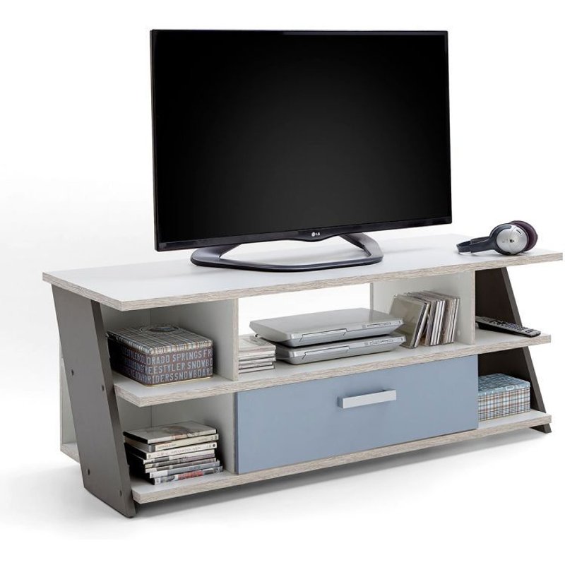 Paris Prix - Meuble Tv 5 Niches "Anoya" 135cm ChĂȘne & Blanc