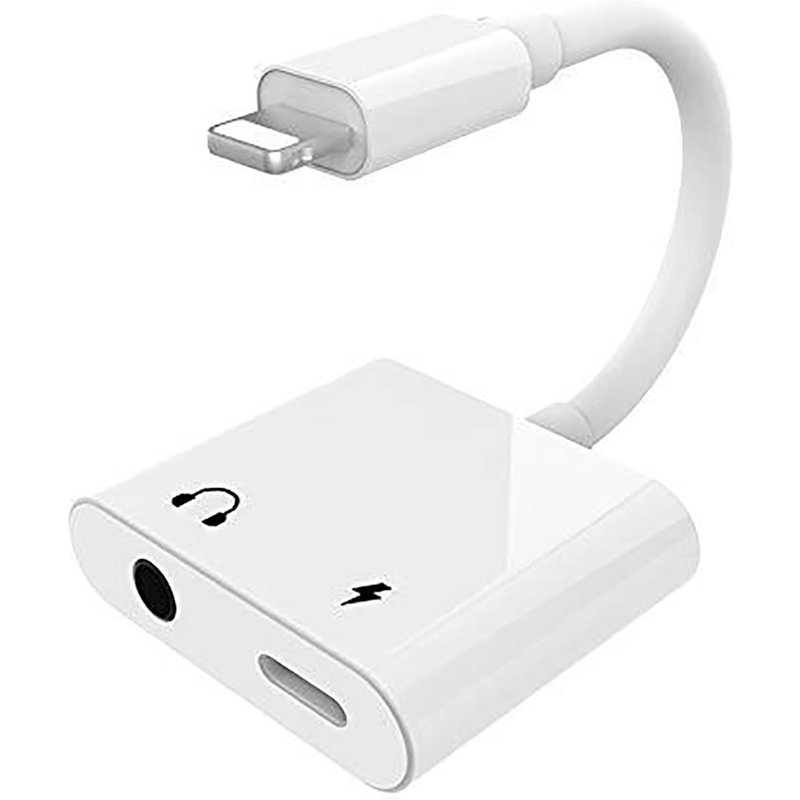 Double Adaptateur port Lightning avec prise Jack 3.5 mm pour iPhone XR Couleur Blanc - Visiodirect -