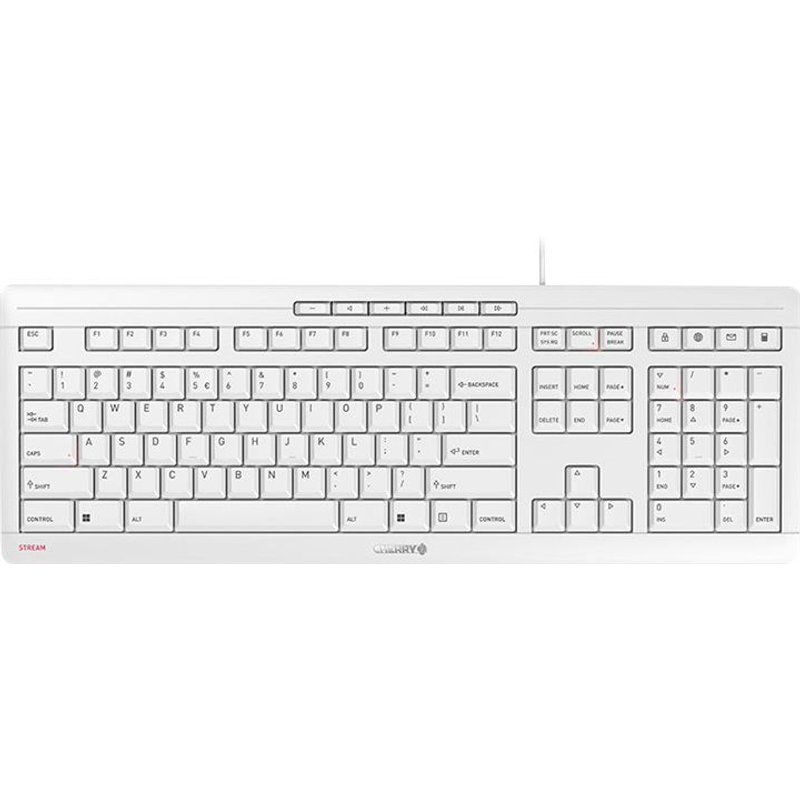 CHERRY STREAM CLAVIER - Clavier - USB - QWERTY - Anglais - commutateur : CHERRY SX - blanc grisé