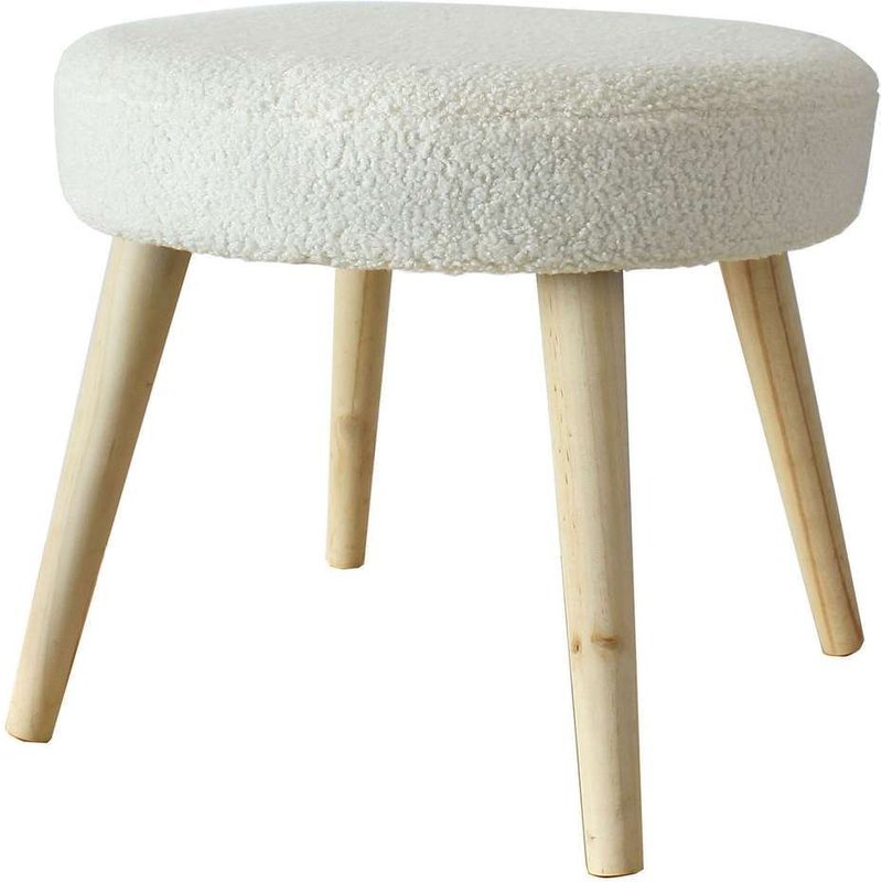 Table D'appoint En Bouclette Lodge - Diam. 45 X H. 40 Cm - Ecru