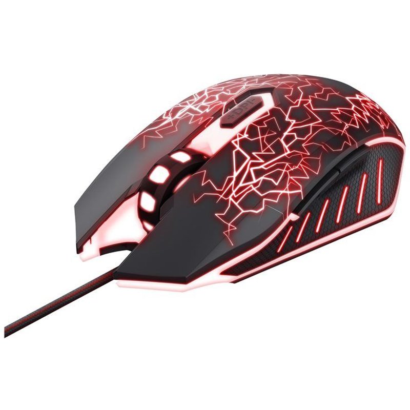 Trust GXT 105 Izza Illuminated - Souris - droitiers et gauchers - optique - 6 boutons - filaire - USB - noir