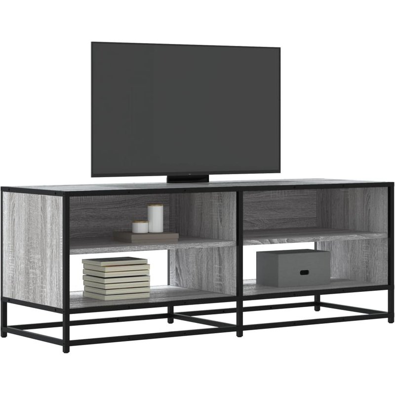Vidaxl Meuble Tv Sonoma Gris 120,5x40x46 Cm Bois D'ingénierie Et Métal