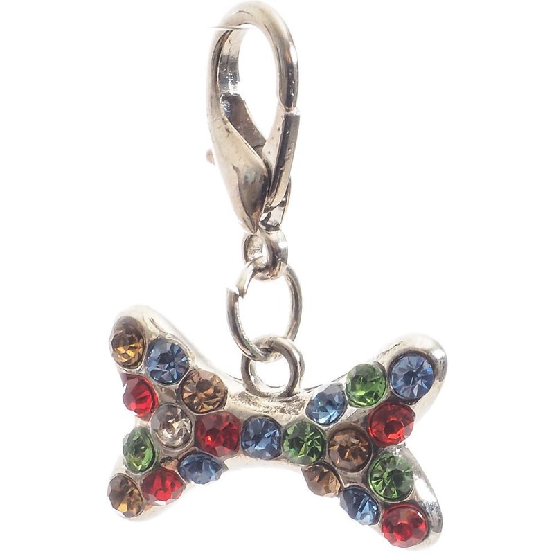 Médaillon En Forme D'os - Strass Multicolore 3 X 2,5 Cm