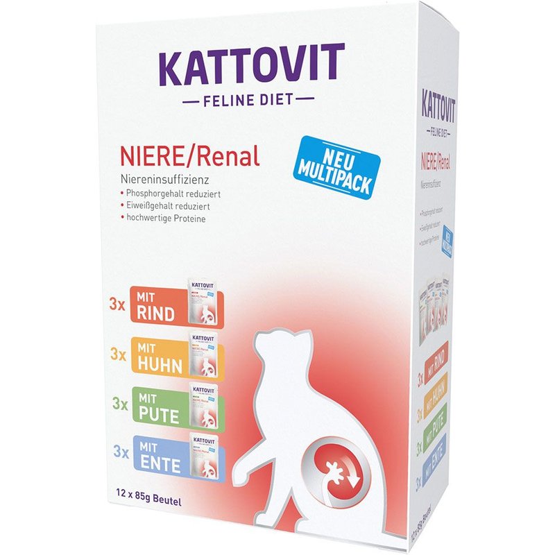 12x85g Spécial Reins Lot Mixte (4 Variétés) Kattovit - Pâtée Pour Chat
