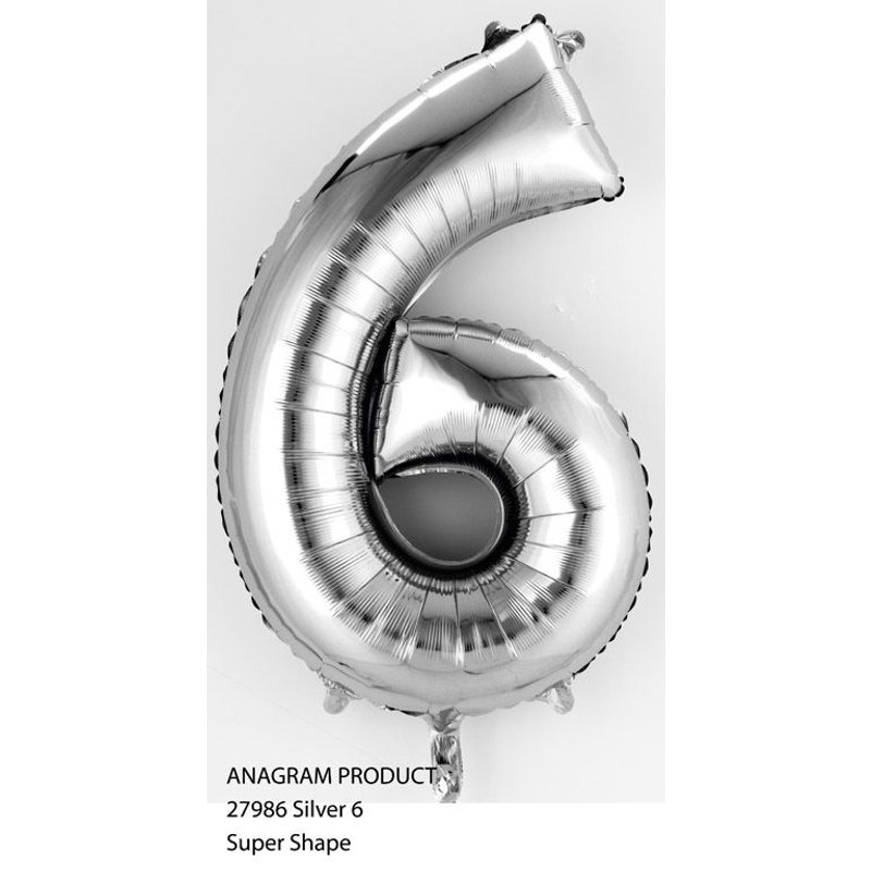 Anagram Ballon Foil Chiffre 6 Argent