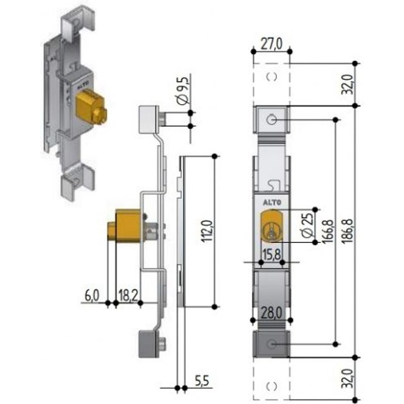 SERRURE PGRILLE EXTENSIBLE 6610