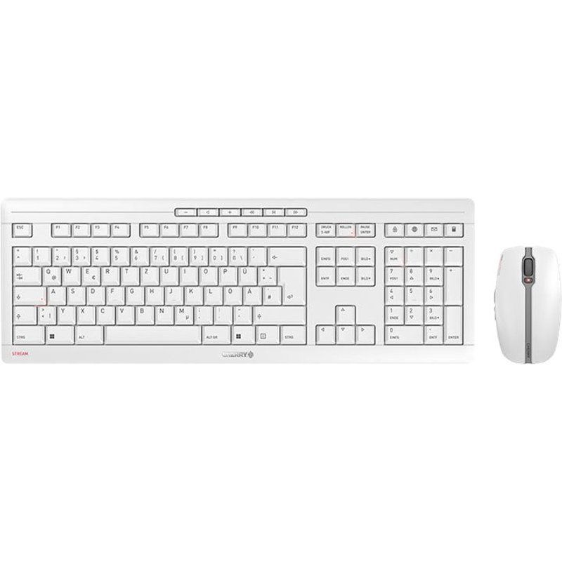 CHERRY STREAM DESKTOP RECHARGE - Ensemble clavier et souris - sans fil - 2.4 GHz - QWERTZ - Allemand - commutateur : CHERRY SX - gris pâle