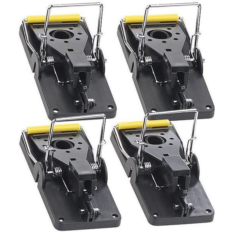 4 pièges à souris professionnels en plastique, hygiéniques et réutilisables