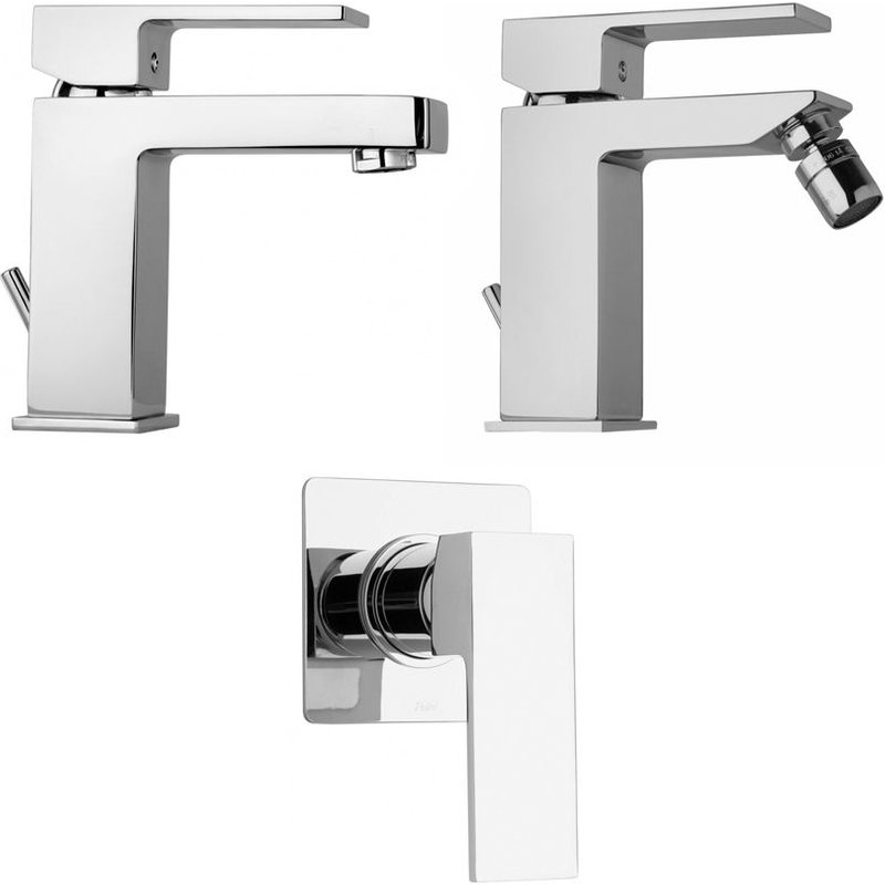 ROBINETTERIE DE SALLE DE BAINS CARRÉE POUR LAVABO, BIDET ET ENCASTREMENT DOUCHE INFINITY