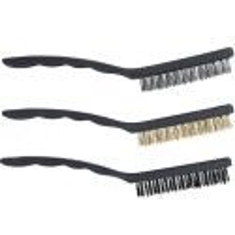 Lot 3 brosses métallique laiton nylon acier manche plastique 225 mm BGS