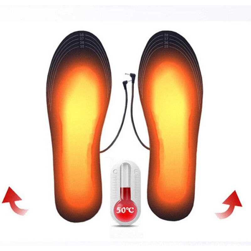 USB Rechargeable Heated Shoe Insoles Foot Warmer Heater Charging Heat Boots