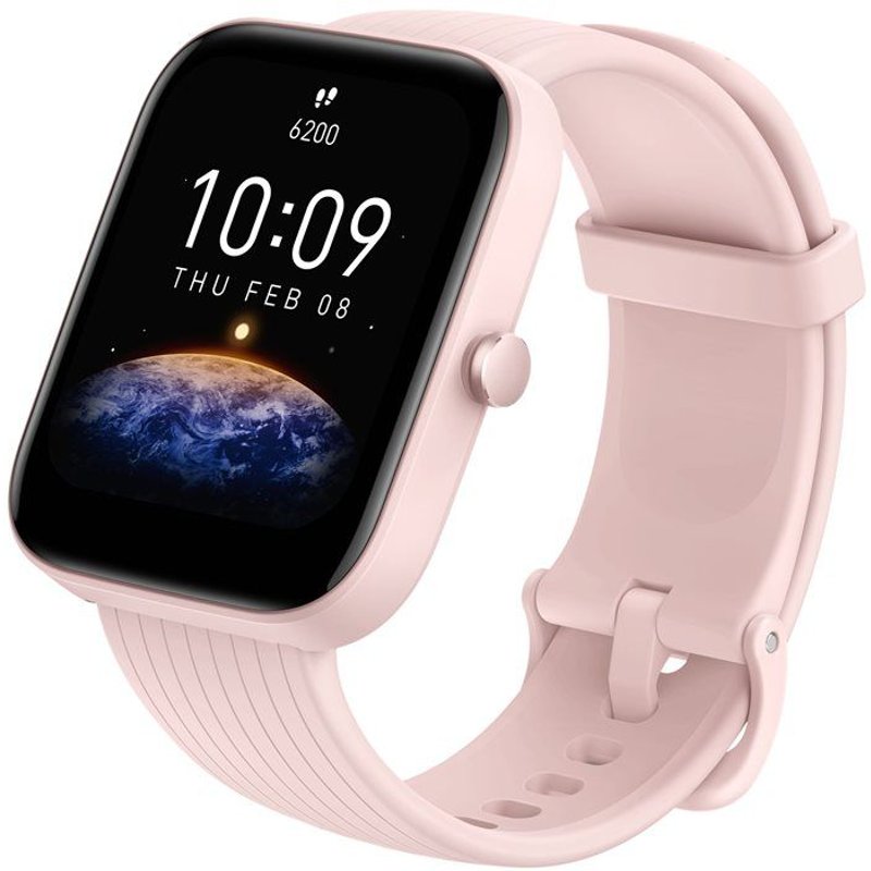 Amazfit Bip 3 Pro - Rose - Montre Connectée Avec Bracelet - Silicone - Rose - Taille Du Poignet : 153-218 Mm - Affichage 1.69" - Bluetooth - 33.2 G