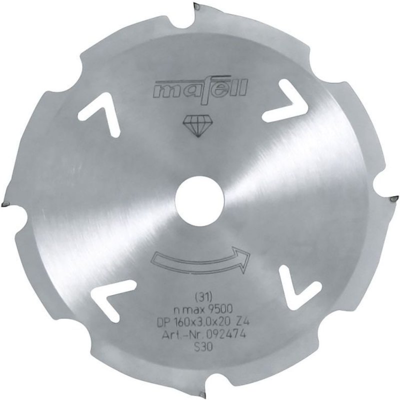 Lame de scie diamantée Mafell (160 x 2,4/3,0 x 20 mm, Z 4, FZ/TR, pour matériaux liés au ciment) - 092474