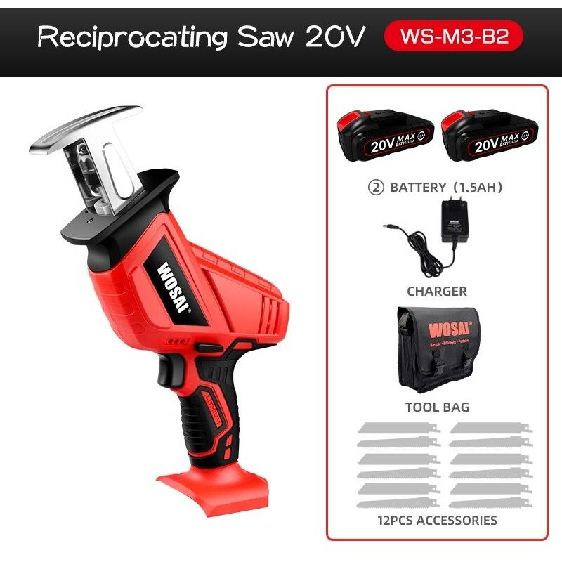 Scie Sabre Pro Sans Fil 2 Batteries Li-ion, Modele: WS-M3-B2