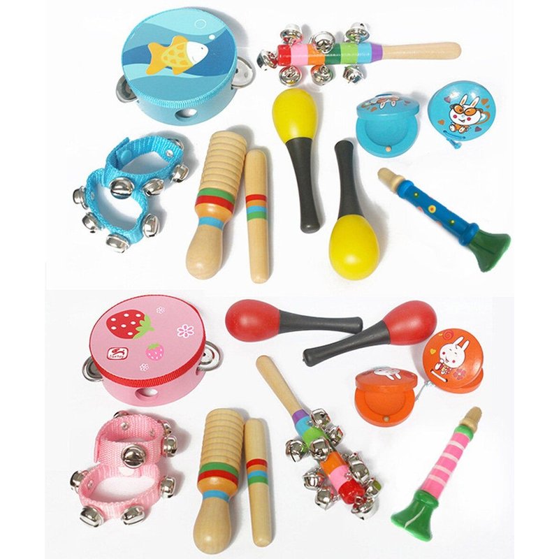 Ensemble De 10 Instruments De Musique Orff Xylophone À Percussion Pour Enfants, Bleu