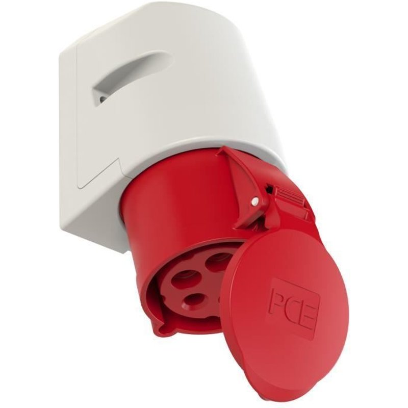 Prise industrielle femalle rouge en saillie avec clapet 32A 5P 400V 6h IP44 PCE 125-6