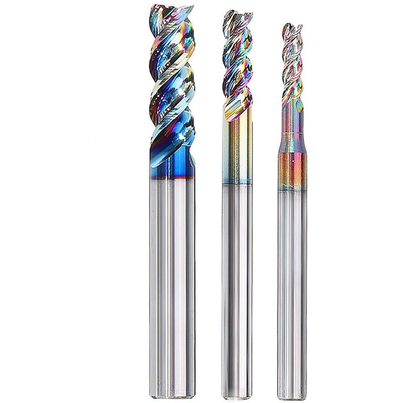 Fraise en bout colorée DLC 3-10 mm pour machine-outil CNC de fraise de mise à niveau en aluminium d'avion, 8 mm