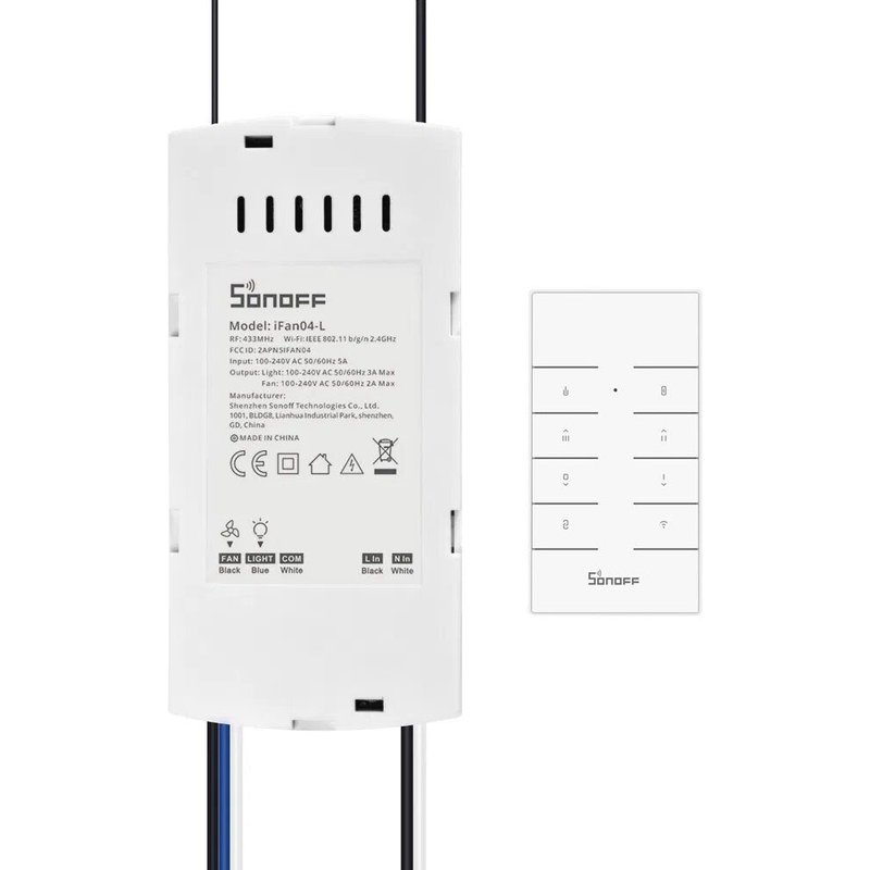 Ventilateur de plafond WiFi et contr?leur de lumière 100-120V eWeLink APP/433MHz RF télécommande Smart Home Works Alexa
