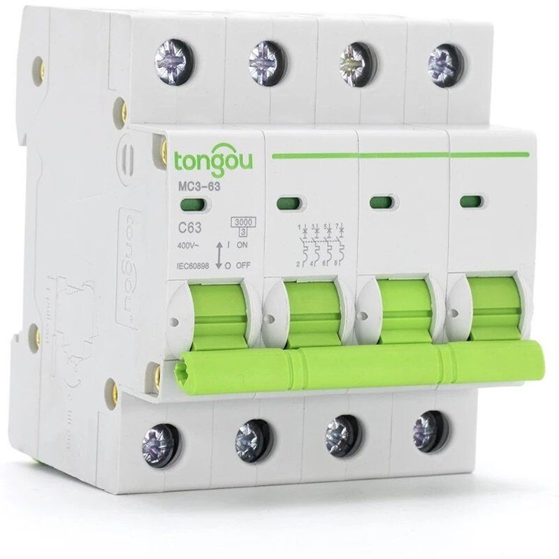 Disjoncteur Miniature Courbe C Commutateur d'air CC Micro-coupure 4P 6A-63A MCB AC 240V/400V,40A