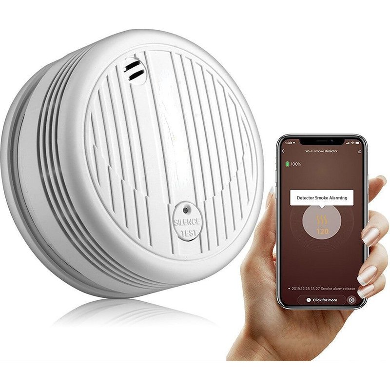 Détecteur de fumée WiFi capteur d'alarme réseau de fumée fonctionne avec l'application Tuya Smart Life
