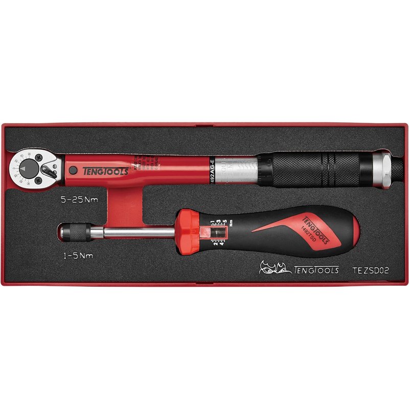 Set de clés dynamométriques et tournevis Foamx2 tray 1/4 2 pièces Teng Tools TEZSD02