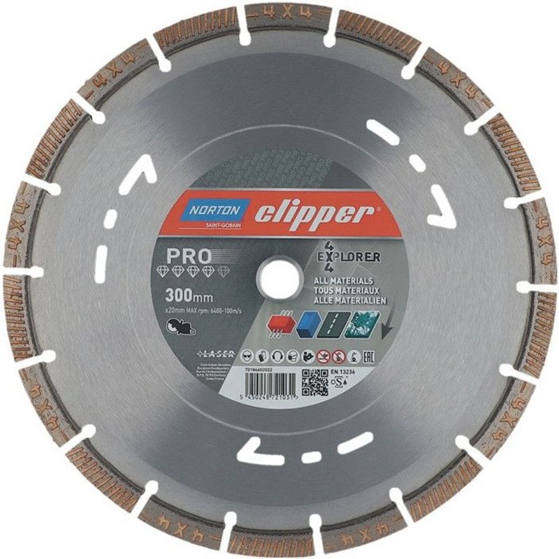 Disque diamanté 4 x 4 Explorer D. 300 mm perçage de 20 mm pour tronç