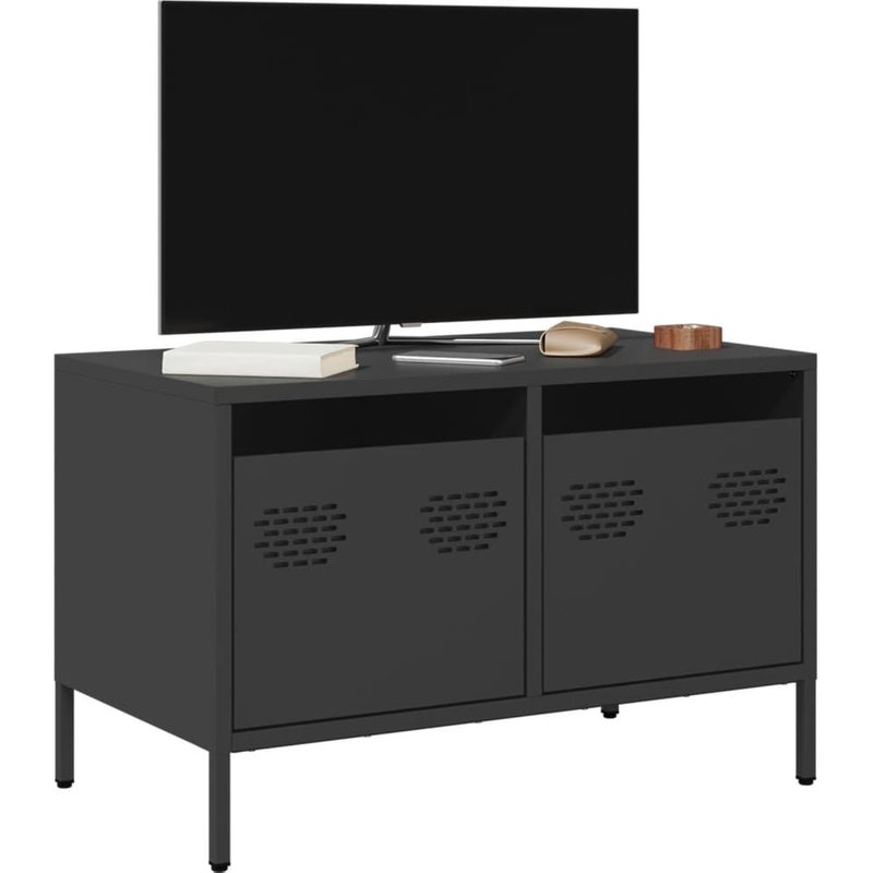 Vidaxl Meuble Tv Noir 68x39x43,5 Cm Acier Laminé À Froid