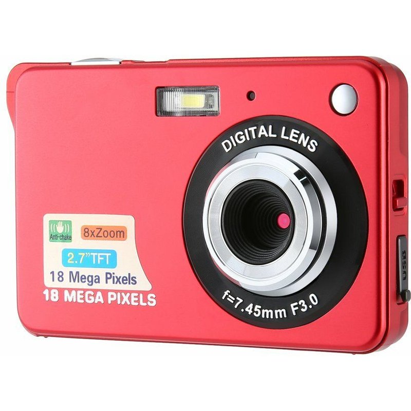 Caméra vidéo numérique HD 720P DV Caméscope Home Recorder Night Vision 18M 8X, Rouge