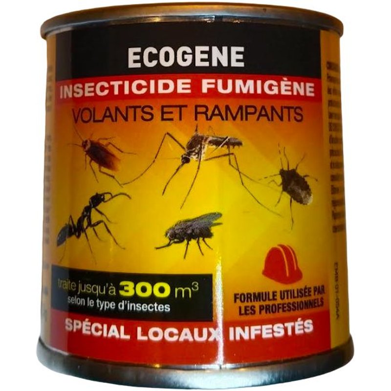 ECOGENE INSECTICIDE FUMIGENE VOLANTS ET RAMPANTS 3420900113896 SPECIAL LOCAUX INFESTES JUSQU'A 300M³ FORMULE PRO MAISON GARAGE ENTREPOT MAGASIN CAVE ANTI-NUISIBLE COMMERCE COMASOUND KARTEL CSK ONLINE