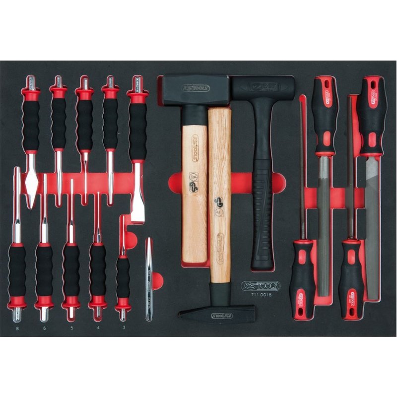 KS Tools Feilen-. Burin et jeu de marteau. 18 pcs. 711.0018