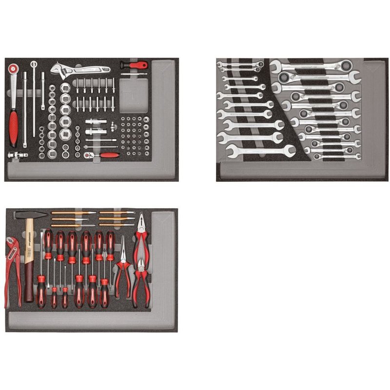 GEDOREred Outil défini dans les modules de mousse. 129 pièces