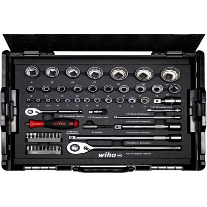 Wiha Socket et Bit Set 1/4inch et 1/2 inch double et Allen métrique, 60 pcs. en L-Boxx