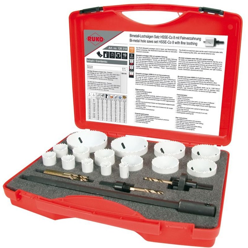 Ensembles de scies à trous bimétall HSSCO8. blanc. Premium HSS