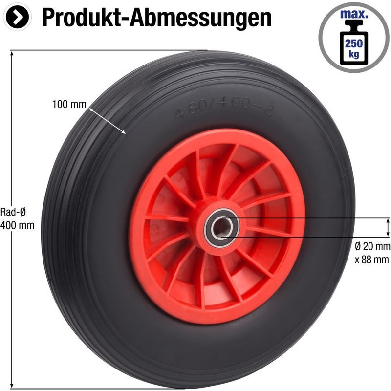 Metafranc crevaison roue résistant, Ø 400 mm, PVC-jante