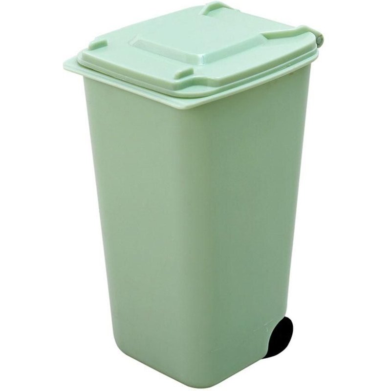 Poubelle créative de bureau, petite poubelle avec couvercle en plastique, poubelle à roulettes 10*8*15.5cm, Mini bac de stockage de débris de bureau