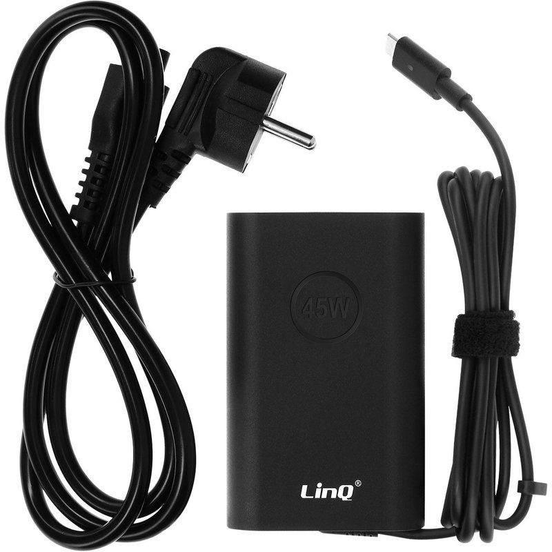 Chargeur Secteur Puissance 45W Câble Connecteur USB-C Compact LinQ noir
