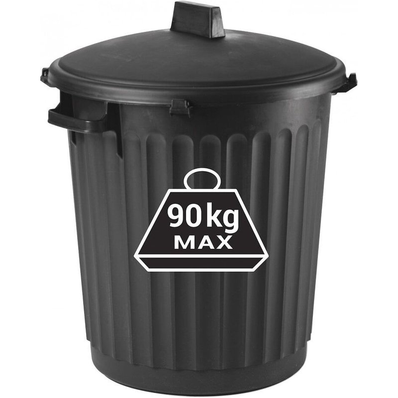 Poubelle 80 litres noire avec couvercle