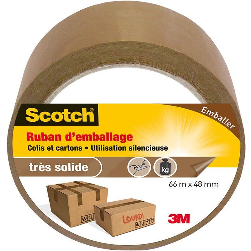 3M SCOTCH Ruban adhesif d'emballage - 66 m x 48 mm - Marron