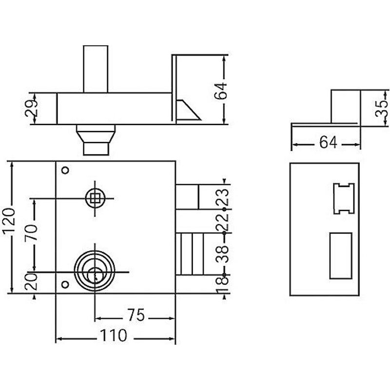 Serrure en applique monopoint JPM SAS - verticale à fouillot - 5 pistons - 3 clés - Droite - 900400-031A