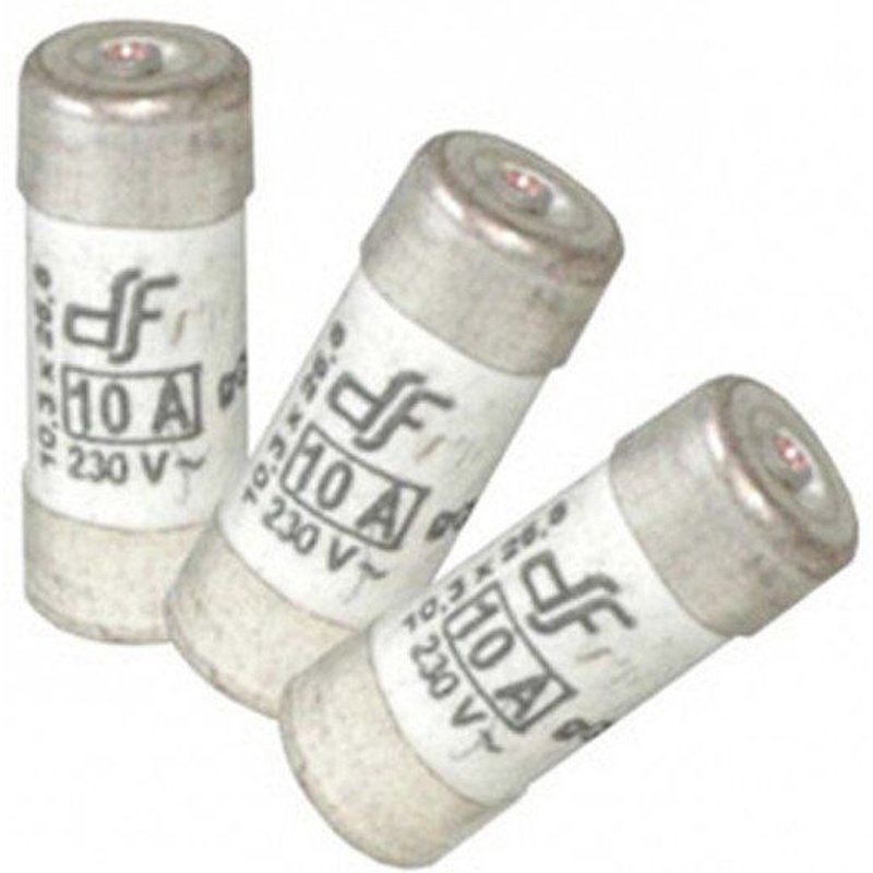 Lot de 3 fusibles céramique 10 A, 10.3 x 25.8 mm